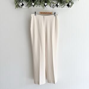 Louben Women’s Ivory Wide Leg Pleated Dress Pants Zipper Close Size 6 113031